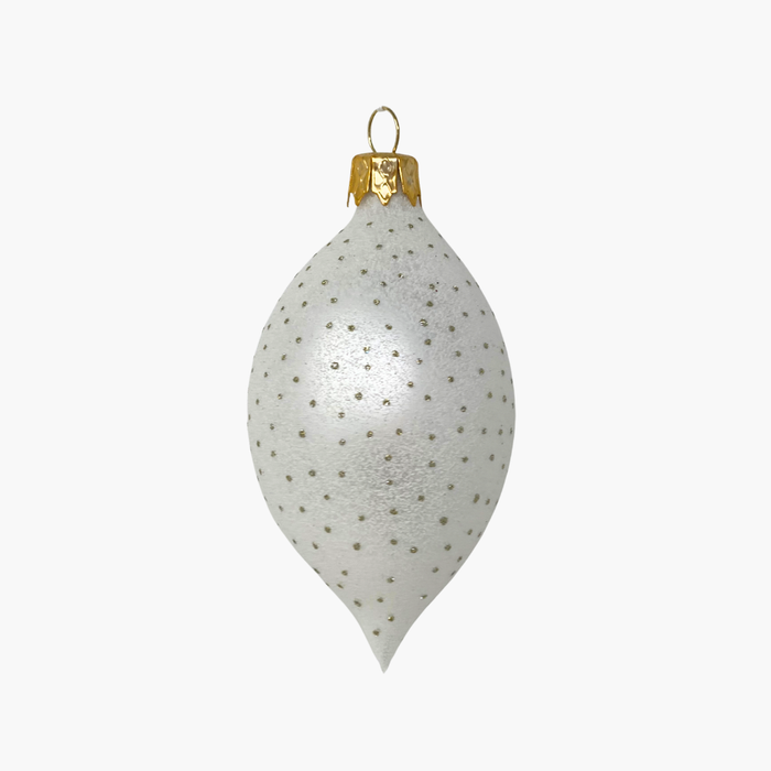 GLASFIGUR RAKETE PUNKTE weiß/gold