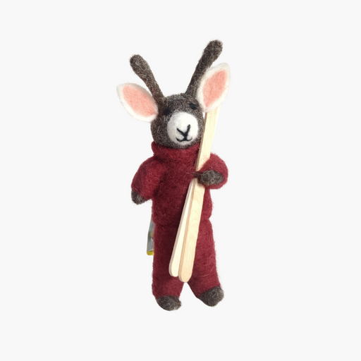 FFILZHÄNGER HIRSCH Skifahrer dunkelrot